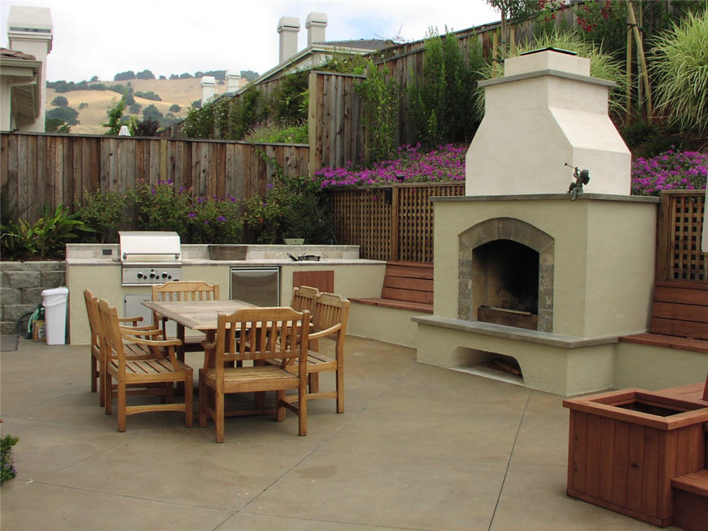 Suburban Patio and Fire Place
